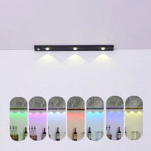 (Black) 40cm RGB Motion Sensor Closet Light Bar Magnetic Rechargeable Under Cabinet Night Lamp