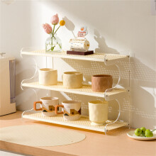 (White) Bamboo Wood Acrylic 3 Tier Cup Holder Stand For Desk Table Coffee Mug Organizer 49cm Storage Rack