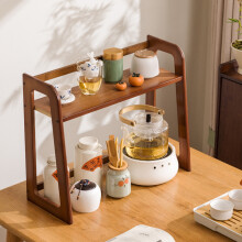 (Brown) Bamboo Mug Holder Organizer 40CM For Desk Tea Coffee Cup Storage Rack Multi-Tier Display Stand