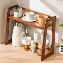 (Brown) 60cm Bamboo Mug Holder Organizer Kitchen Countertop Tea Coffee Cup Storage Shelf