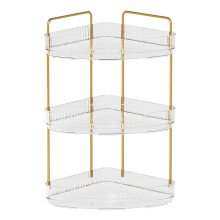 (Transparent White) 3-Tier Corner Desktop Organizer Makeup Storage Shelf Bedroom Bathroom Vanity Skincare Cosmetic Rack