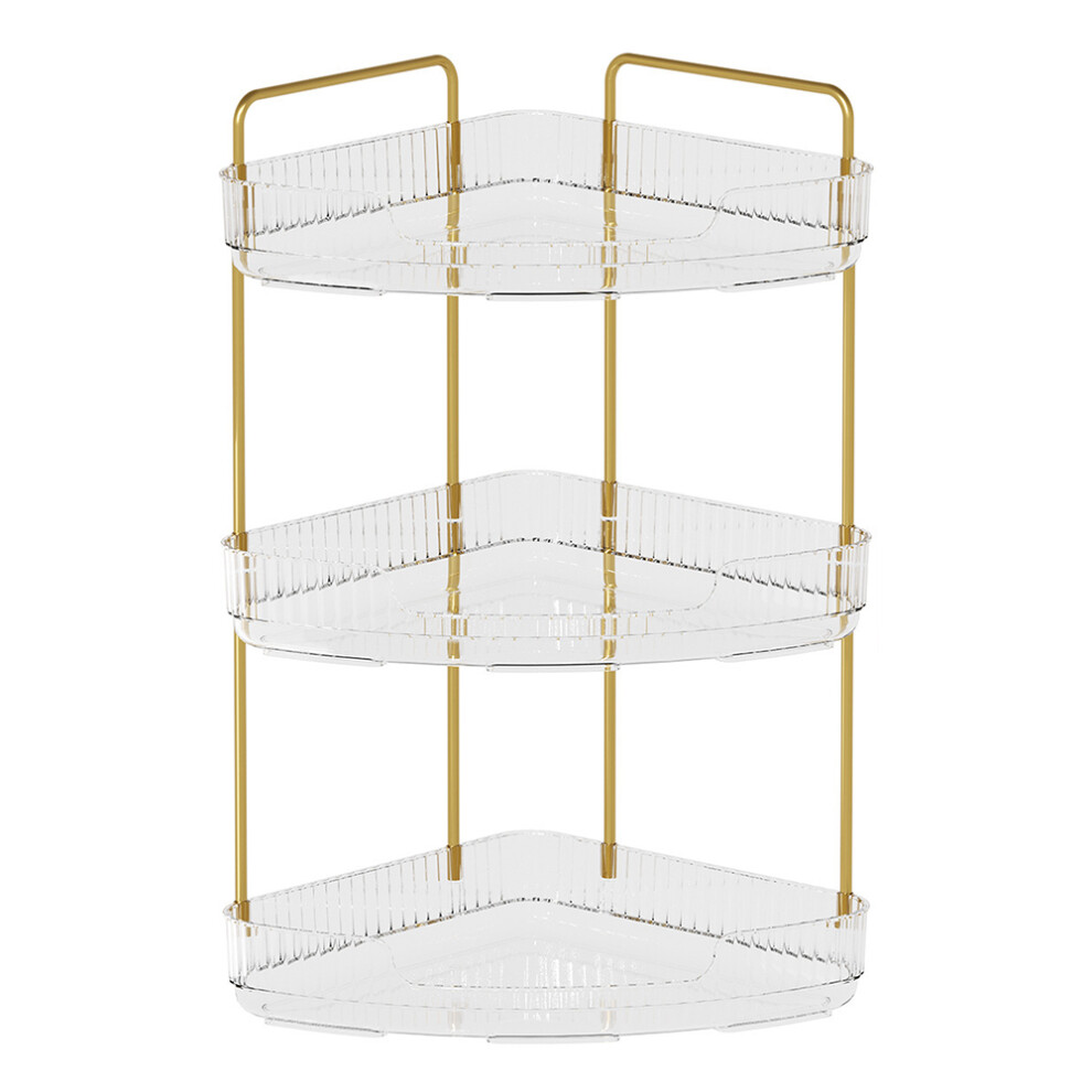 (Transparent White) 3-Tier Corner Desktop Organizer Makeup Storage Shelf Bedroom Bathroom Vanity Skincare Cosmetic Rack-image-OPC-PJS6587-NEW