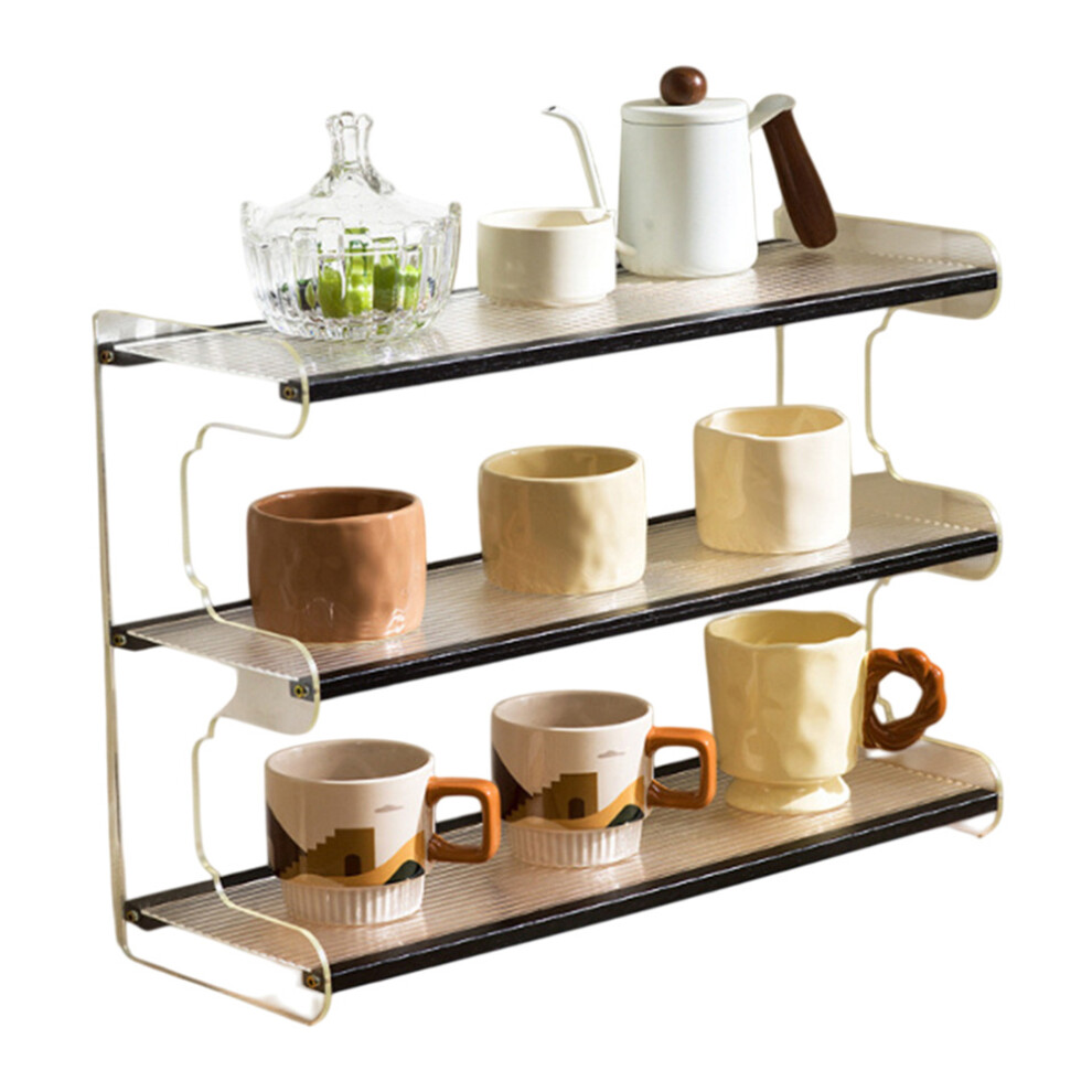 (Black) 50cm 3 Tier Desktop Organizer for Office Home Bamboo Acrylic Storage Shelf Desk Rack-image-OPC-PJS65V5-NEW