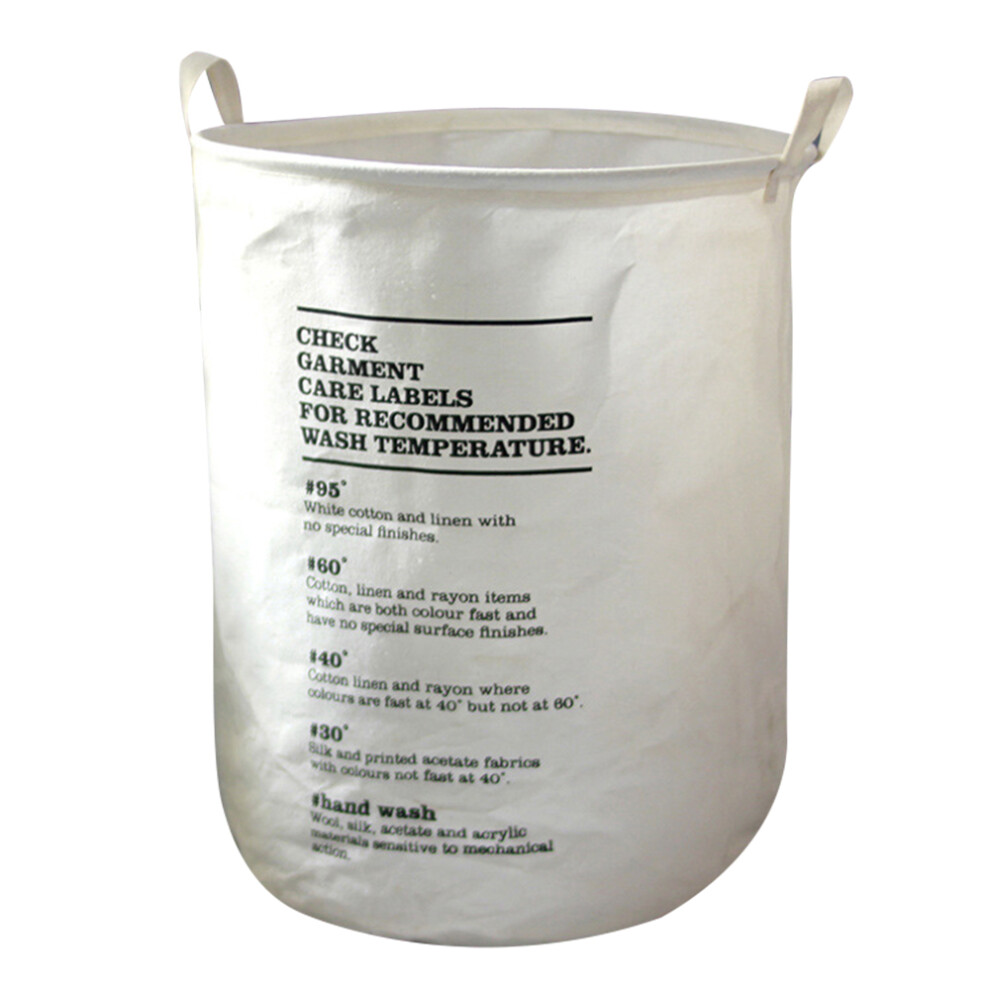 (Check) 63L Cotton Linen Collapsible Dirty Clothes Basket Laundry Hamper Bin with Handles,Size L,40x50cm-image-OPC-PJS667R-NEW