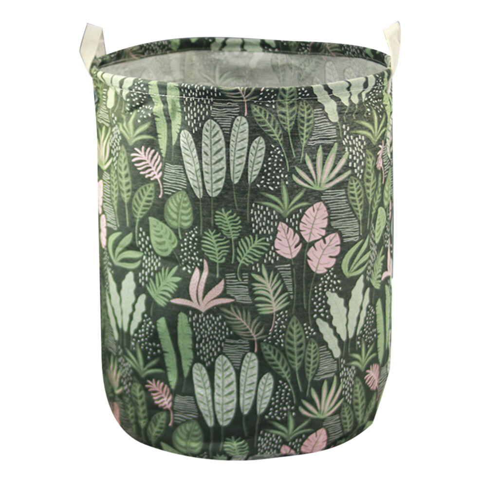 (Green Seaweed) 63L Cotton Linen Collapsible Dirty Clothes Basket Laundry Hamper Bin with Handles,Size L,40x50cm-image-OPC-PJS668M-NEW