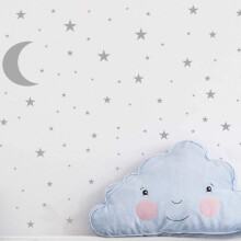 (Grey) YY445 4Pcs Star Moon Wall Stickers Kids Room PVC (No EN71 Certification)