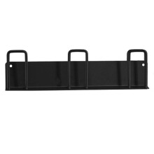 (Black) Drill Free 3-Hook Carbon Steel Wall Mounted Cup Holder Organizer Rack