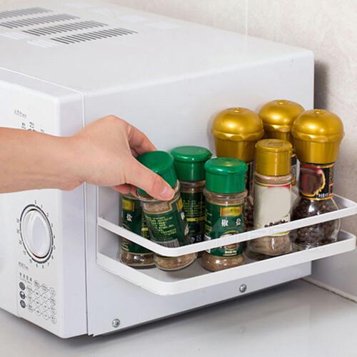 (White) Carbon Steel Magnetic Storage Shelf Kitchen Refrigerator Storage Rack 2