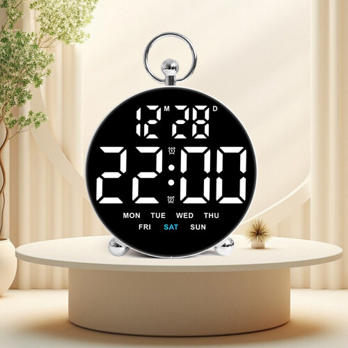 (White) 8029 LED Digital Alarm Clock Multi Function Students Electronic Desk Clock with Large Display 1