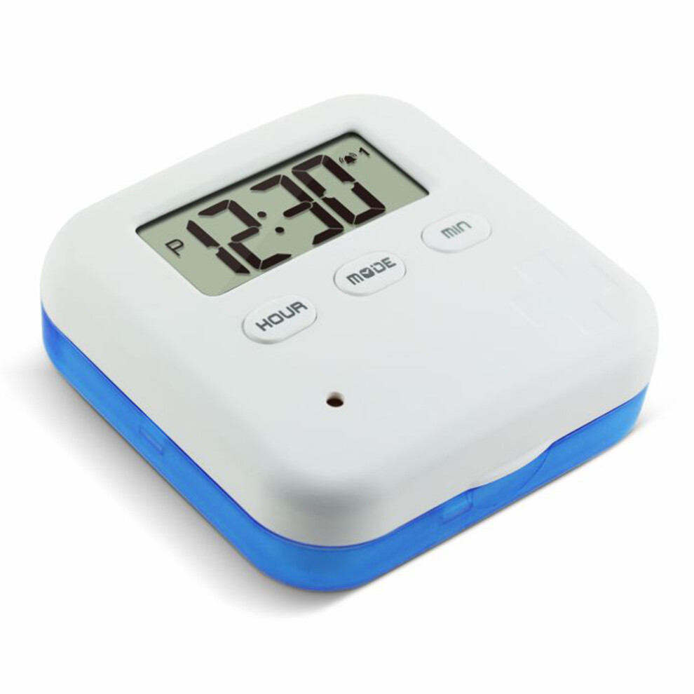 (Blue) CR-210 Smart Pill Organizer 7-Day Medicine Dispenser 4 Compartments Portable Health Supplement Container (BPA Free,No FDA)-image-OPC-PJS687V-NEW