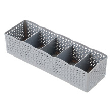 (Grey) Plastic Socks Storage Box Hollow-out Durable Underwear Organizer Lightweight Desk Holder