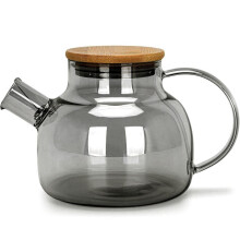 (Transparent Black) 600ML Electroplated Transparent Teapot Heat Resistant High Borosilicate Glass Water Kettle Juice Jug (No FDA,BPA Free)