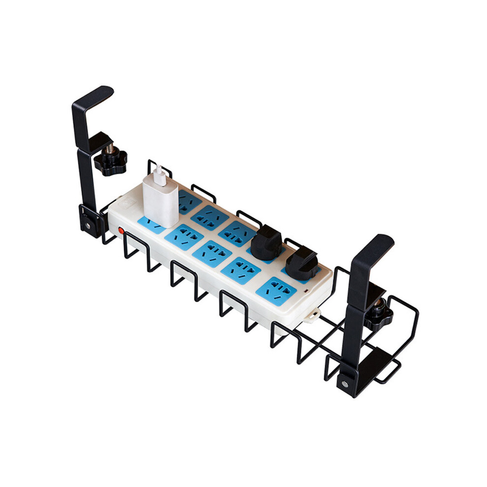 (Black) Under Desk Cable Management Rack Carbon Steel Power Strip Cable Storage Basket 6914279574053