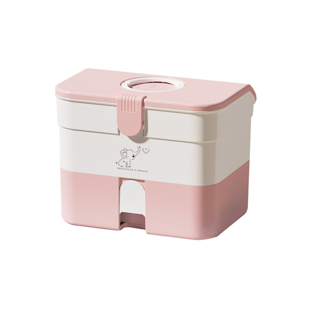 Pink (Pink) Dual-Layer Pill Organizer Pp+Abs Pill Box Medicine Organizer Case Holder For Home