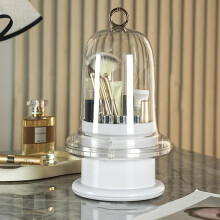 (White) Luxury Makeup Organizer Rotating Cosmetic Brushes Lipstick Eyebrow Pencils Dust-Proof Storage Box