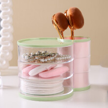 (Transparent Green) Multifunction Storage Container Desktop Organizer Rotating Makeup Brush Holder Pencil Cup