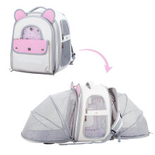 (Beige) BAOSIMAO BD Series Cat Backpack Carrier Dual Sides Expandable Breathable Pet Backpack
