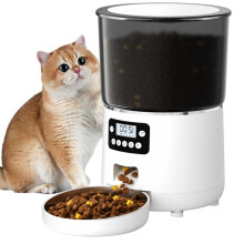 (White) PFF040 4L Pet Feeder Programmable Automatic Food Dispenser for Cats/Dogs with Button Control,EU Plug (BPA Free,No FDA)