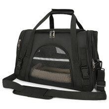 (Black) Portable Pet Carrier Shoulder Bag Breathable Oxford Cloth Travel Handbag for Cats Dogs