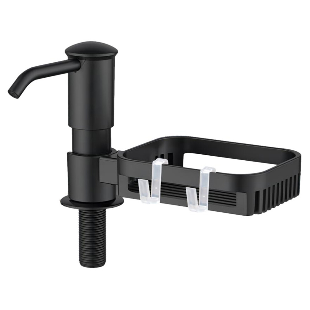 (Black) Kitchen Sink Dishwashing Liquid Dispenser Sponge Holder Drain Shelf 360 Degree Rotatable Dish Soap Dispenser 6914277618537