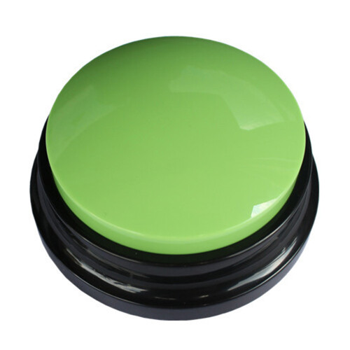 (Green) Battery Powered Voice Recording Button for Dog Communication Pet Training Buzzer Device
