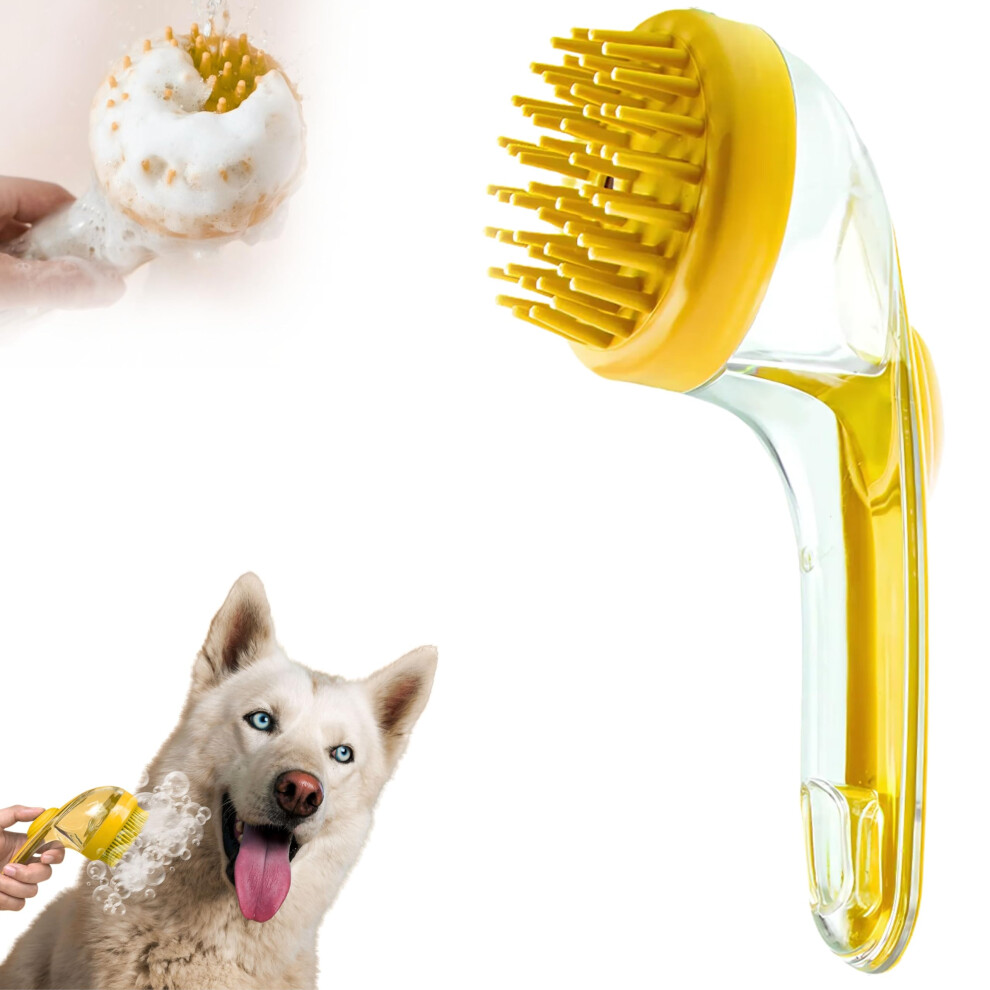 (A) Pet Grooming Brush Long Handle Liquid Dispenser Bath Massage Tool for Dogs Cats Cleaning Shampooing-image-OPC-PJS6BKM-NEW