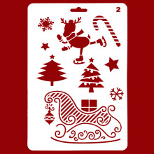 (Style 2) Christmas Cake Stencil Templates Decoration Mold Tools Coffee Decorating Molds (BPA-Free,No FDA Certificate)