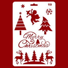 (Style 10) Christmas Cake Stencil Templates Decoration Mold Tools Coffee Decorating Molds (BPA-Free,No FDA Certificate)