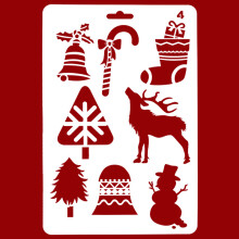 (Style 4) Christmas Cake Stencil Templates Decoration Mold Tools Coffee Decorating Molds (BPA-Free,No FDA Certificate)