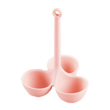(Pink) 3 Hole Silicone Steamed Egg Holder Kitchen Egg Boiling Holder with Drain Holes (No FDA Certificate,BPA Free)