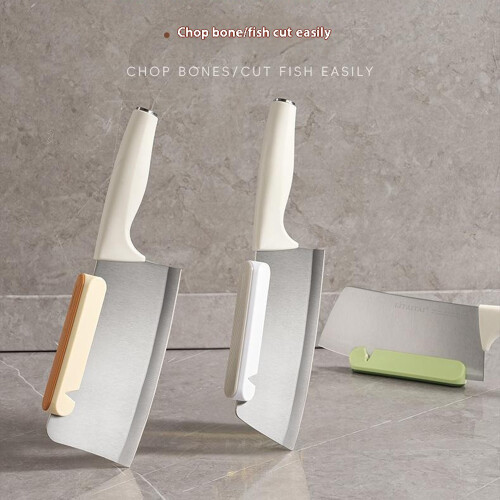 (White) Kitchen Knives Cleavers Sharpener Effortless Cutting Chopping Safe Hand Guard 1