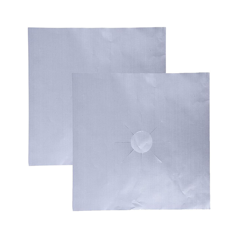 (Silver) 2Pcs Fiberglass Cloth Oil-Proof Covers Stove Burner Gas Stove Burner Liners Non-Stick Gas Range Protectors Mats 6914277069759
