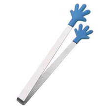(Sapphire) Cute Hand Shape Food Tong 430 Stainless Steel+Silicone Snack Dessert Cake Clip (No FDA Certificate,BPA Free)