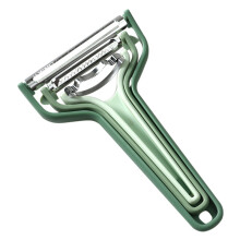 (Emerald Green) 3Pcs/Set PP+Stainless Steel Melon Peeler Cabbage Shredder Multi-function Kitchen Tool (BPA Free,No FDA Certificate)