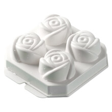 (Rose Flower Shape) 4 Cells Large Ice Ball Making Tray PP Frozen Ice Cube Mold for Whiskey Drink (BPA Free,No FDA Certificate)