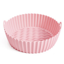(Pink) 8.5-inch Air Fryer Silicone Liner Baking Tray Reusable Silicone Pot (BPA-free,No FDA Certificate)
