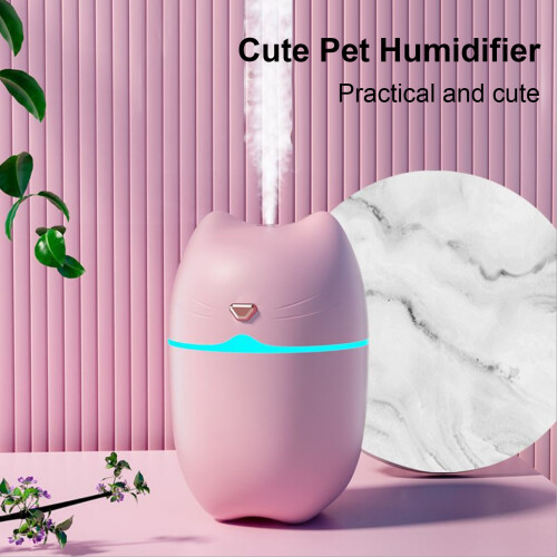 (White) A6 260ml USB Mini Air Humidifier (Cute Cat,Night Light) 2