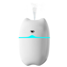 (White) A6 260ml USB Mini Air Humidifier (Cute Cat,Night Light)