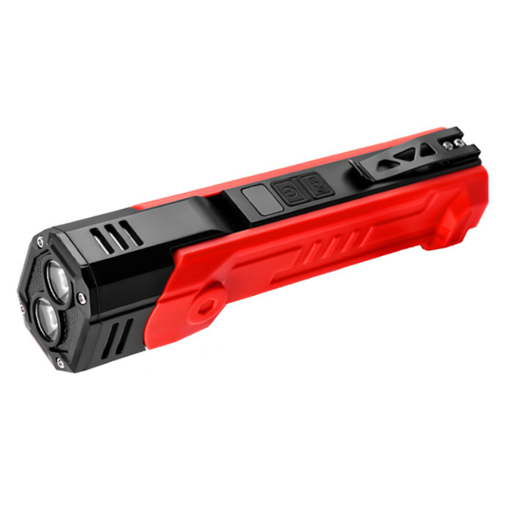 (Red) Xte+Cob Dual Light Source Flashlight 180 Degree Rotatable Magnetic Work Light With Clip 6914270192591