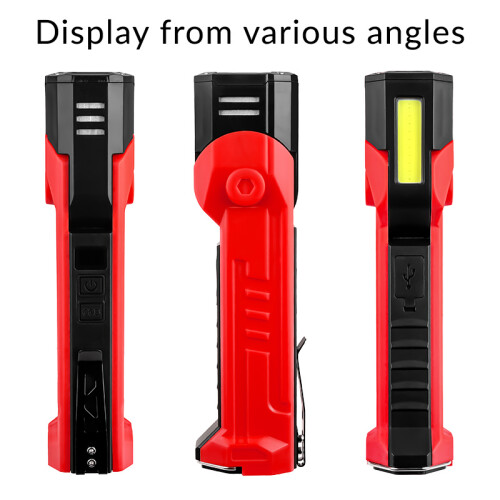 (Yellow) XTE+COB Dual Light Source Flashlight 180 Degree Rotatable Magnetic Work Light with Clip 1