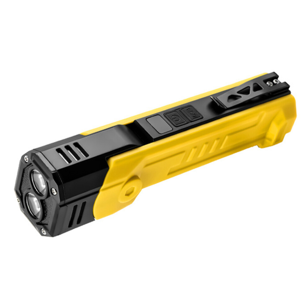 (Yellow) Xte+Cob Dual Light Source Flashlight 180 Degree Rotatable Magnetic Work Light With Clip 6914276068487