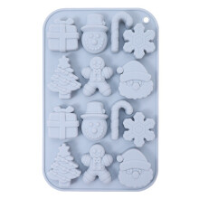 (Blue Grey) 14 Grids Christmas Chocolate Mold DIY Non-stick Silicone Cake Baking Tool (No FDA Certificate)