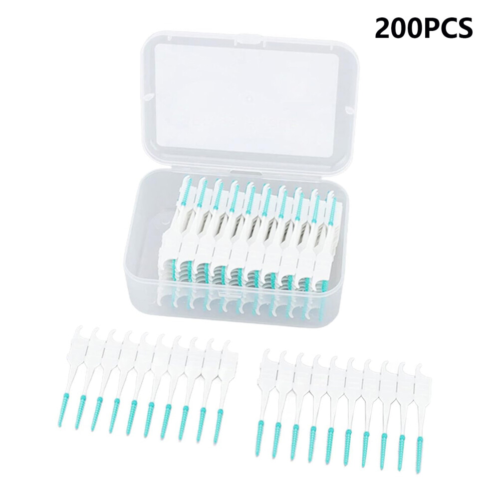 Green (Green) 200Pcs Silicone Toothpicks Interdental Brushes Floss Picks Oral Care Portable For Travel/Home