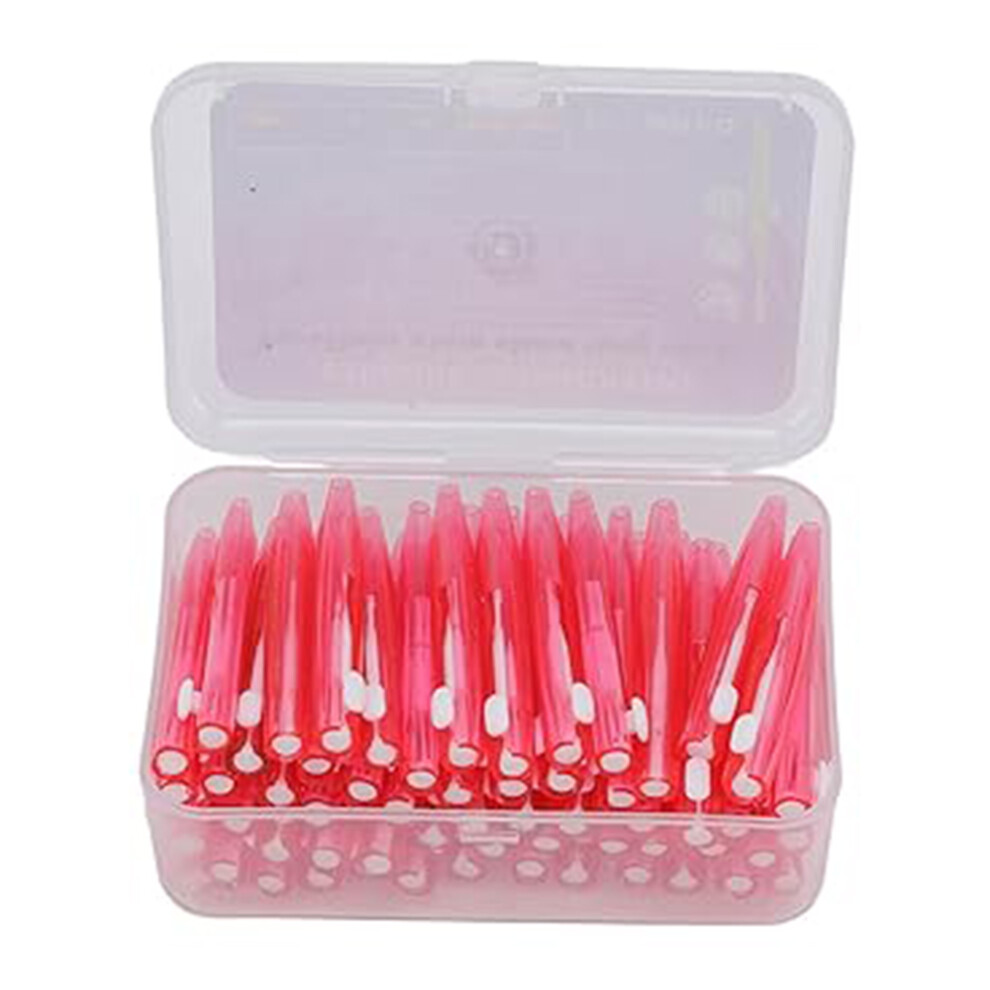 (Pink) 60Pcs Retractable Interdental Brushes Soft Bristle Teeth Cleaner Gum Care Fresh Breath Interdental Brushes