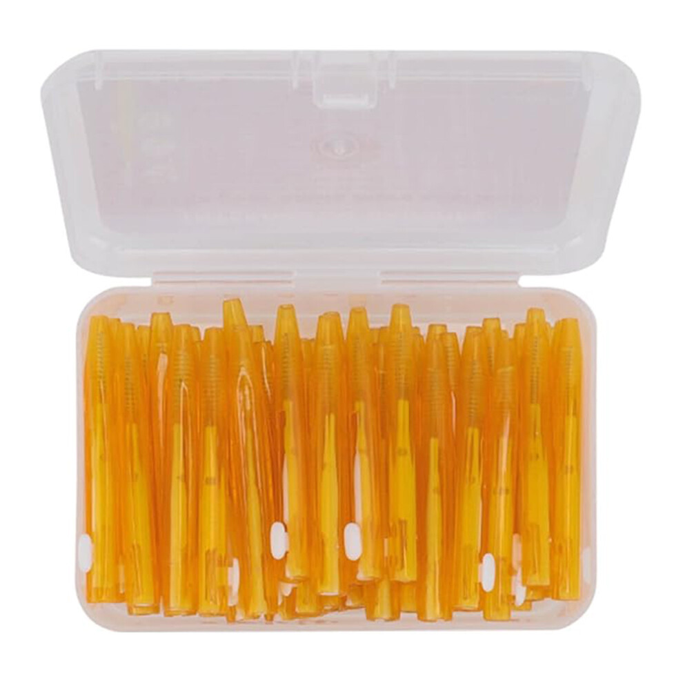 (Orange) 60Pcs Retractable Interdental Brushes Soft Bristle Teeth Cleaner Gum Care Fresh Breath Interdental Brushes