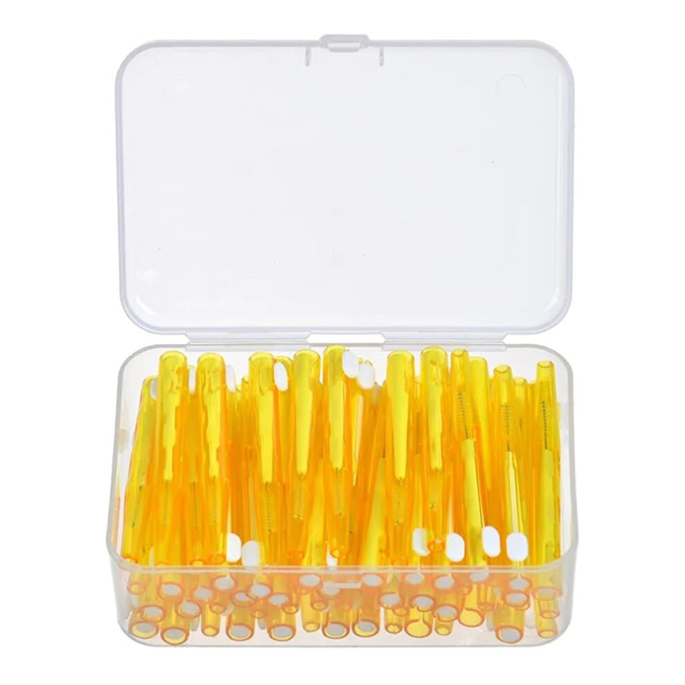 (Yellow) 60Pcs Retractable Interdental Brushes Soft Bristle Teeth Cleaner Gum Care Fresh Breath Interdental Brushes