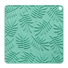 (Lake Cyan) 17*17cm Leaf Design Silicone Bowl Dish Heat Insulation Pad Dining Table Placemat