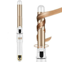 (White) Rotating Curling Iron Professional Automatic Wave Hair Curling Wand Fast Heating Hair Curler