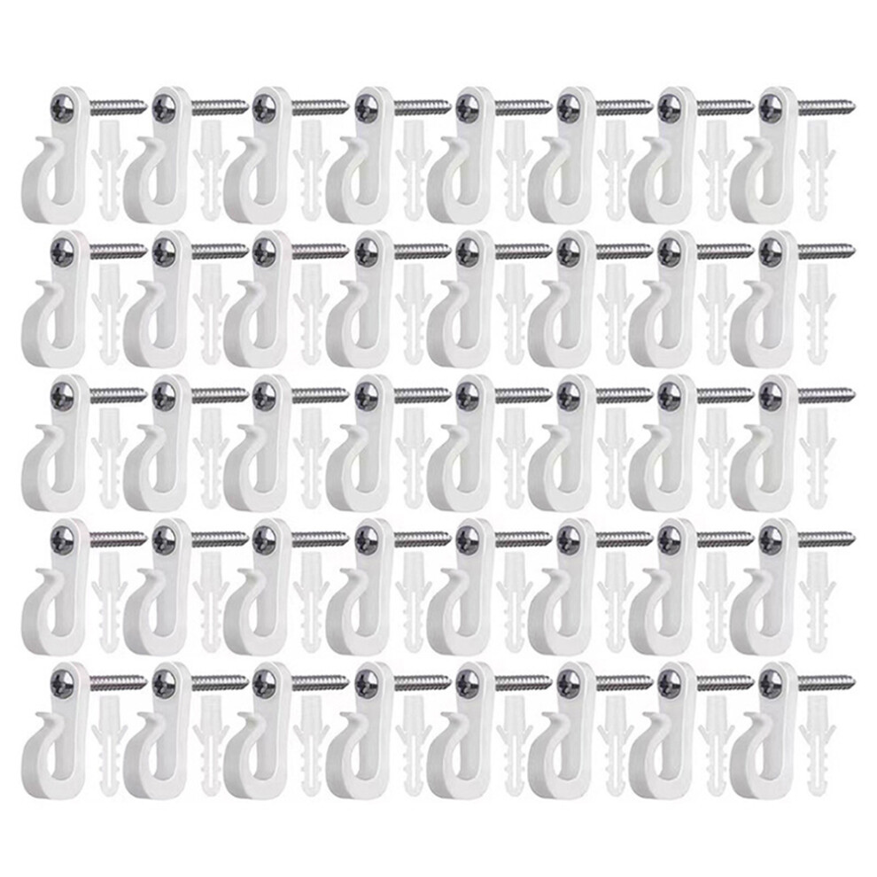(White) 40Pcs Q-Hanger Screw Hooks Abs+Stainless Steel Outdoor Hangers For Hanging String Lights 6914274880814