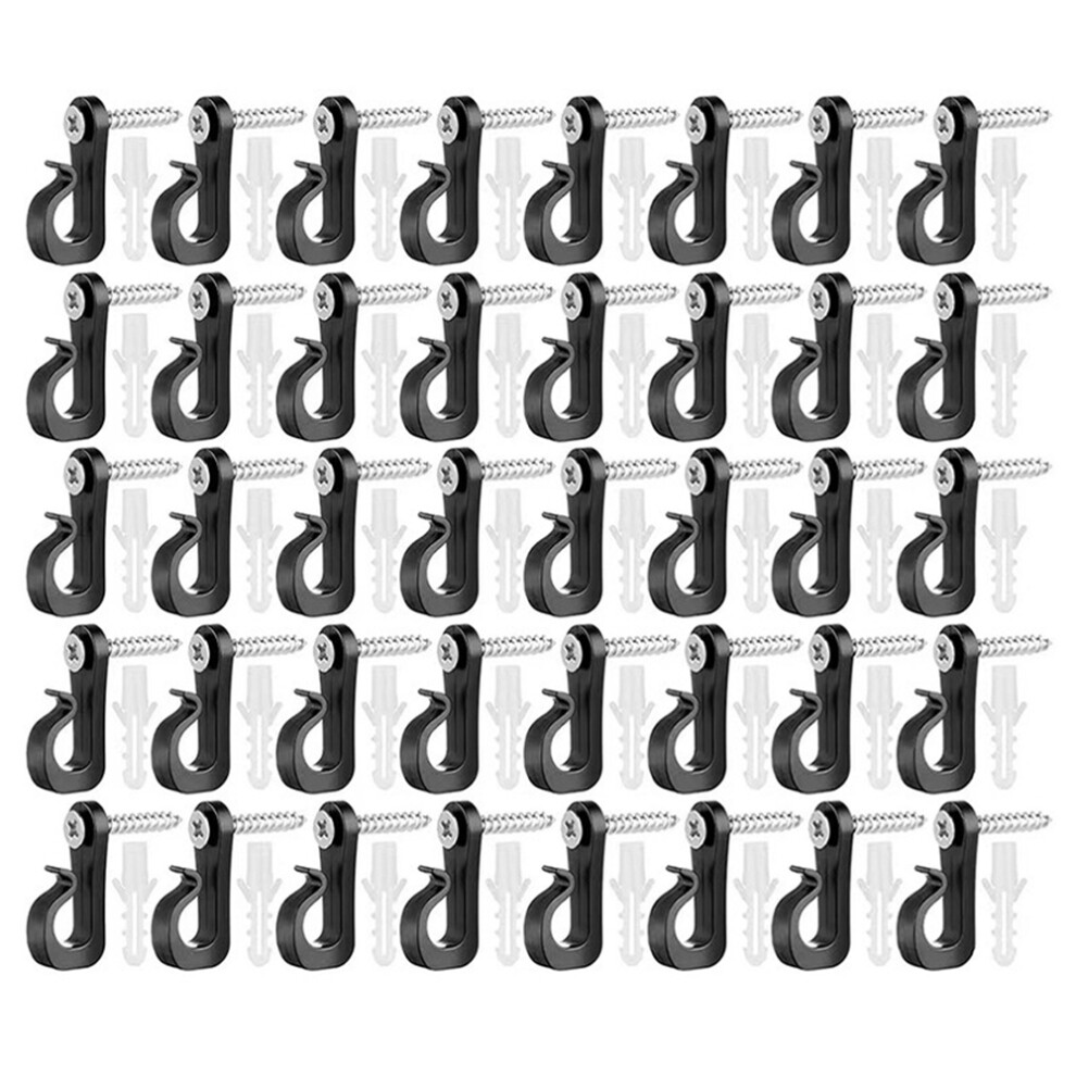 (Black) 40Pcs Q-Hanger Screw Hooks Abs+Stainless Steel Outdoor Hangers For Hanging String Lights 6914275750741